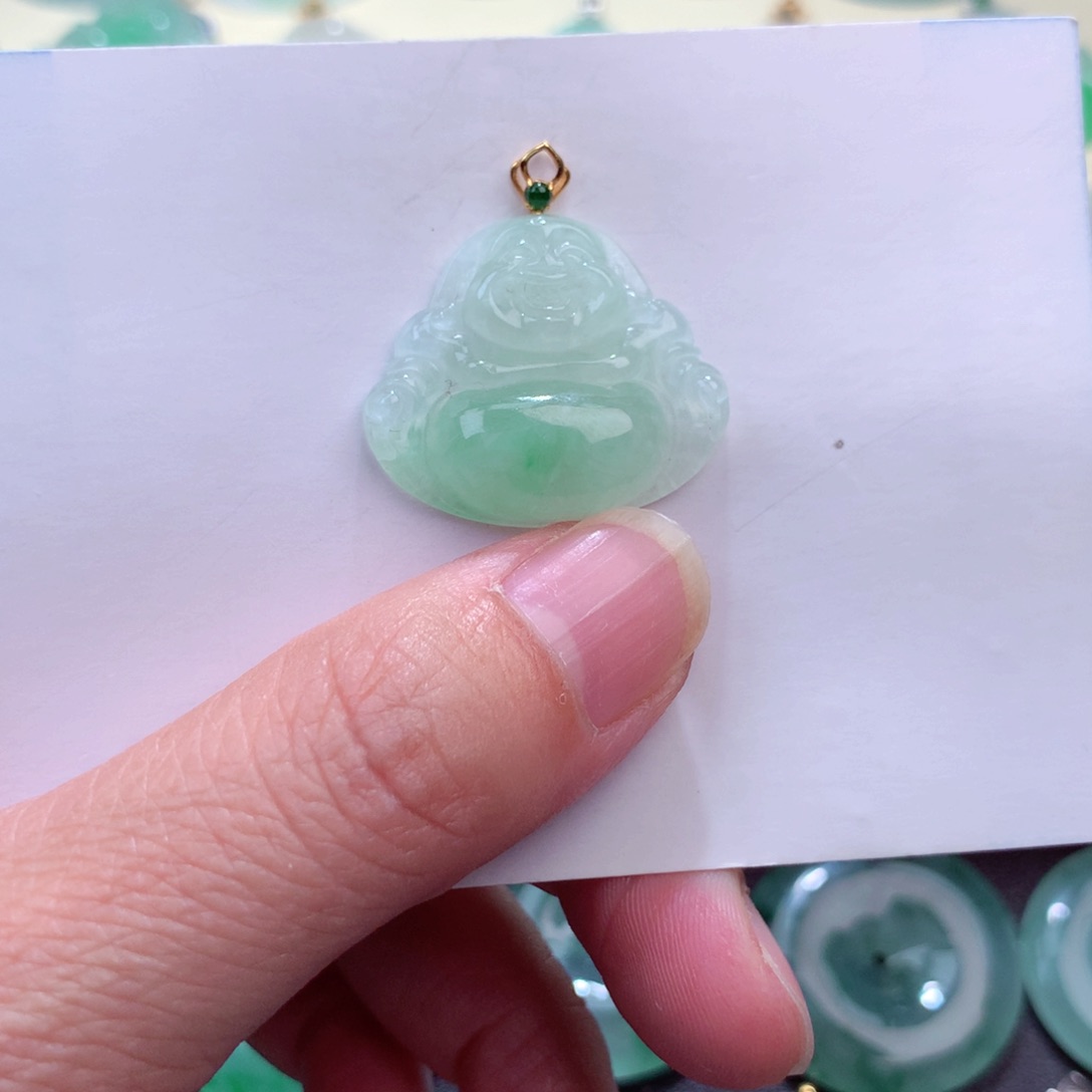 翡翠吊坠(不含链)18K金镶嵌