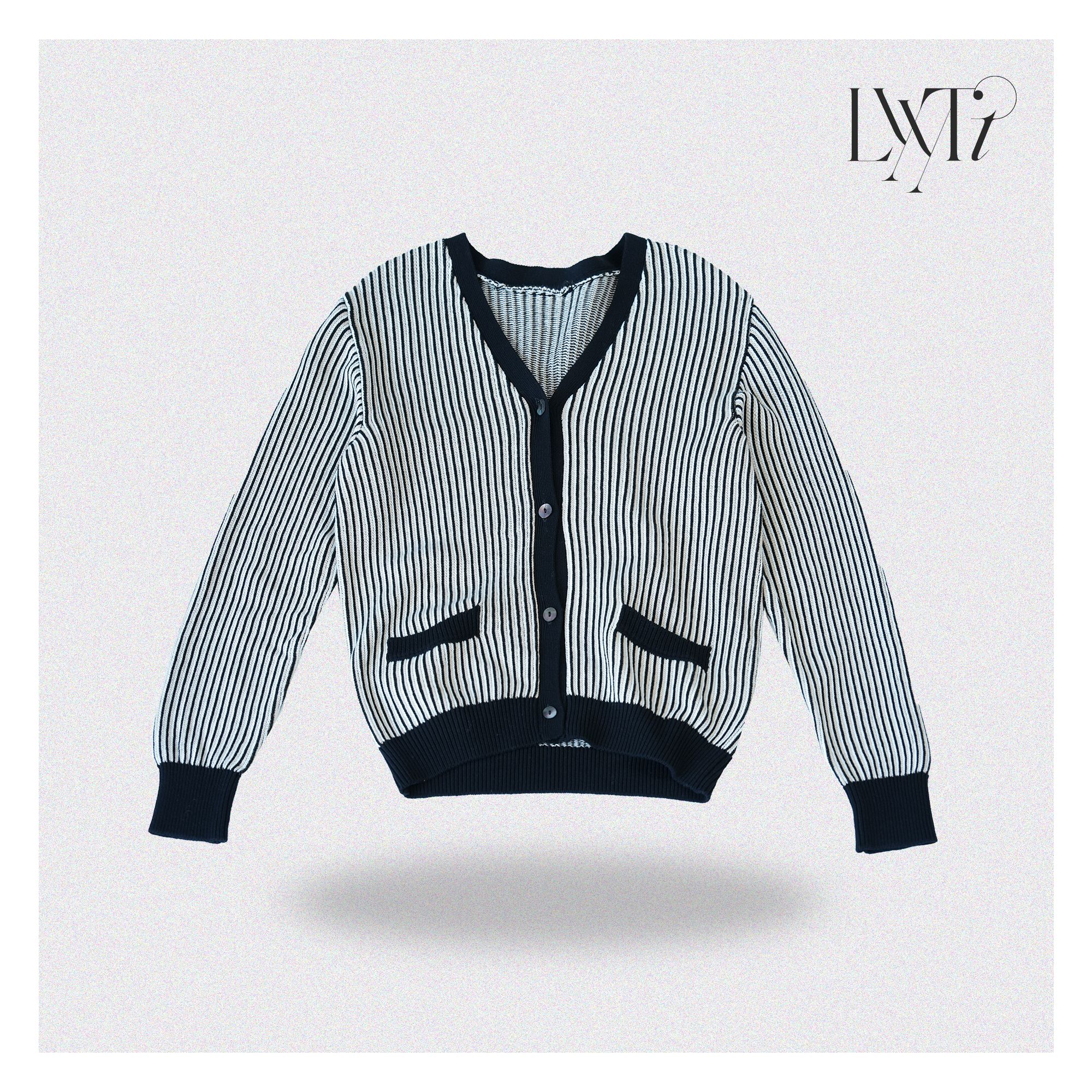 高捻棉拼色编织坑条针织开衫