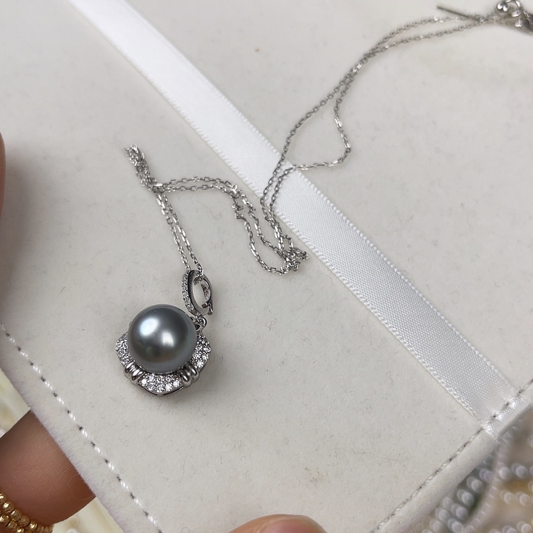 海水珍珠银S925镶嵌颈饰