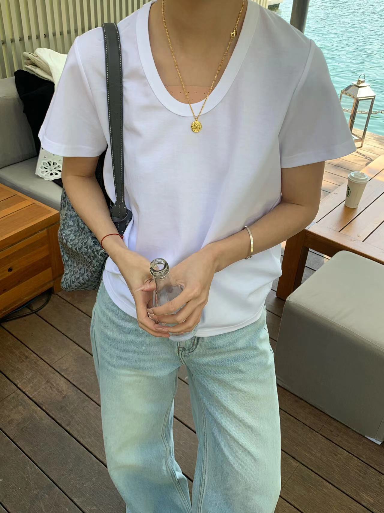 温柔瑶-Ersan#U领小件短袖T#962