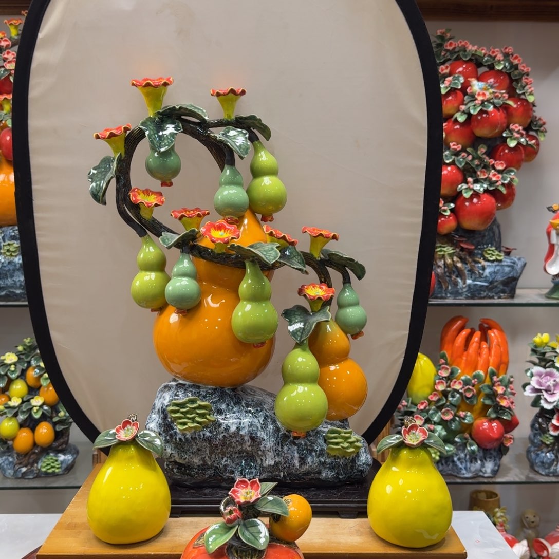 陶瓷十全十美送柚子柿子高57