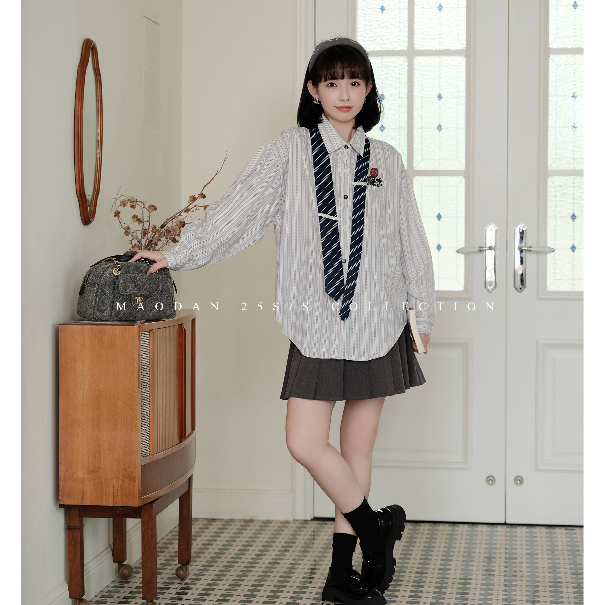 maodan/猫单【美区高校】孕妇装秋季学院风中长款时尚洋气衬衫裙裤