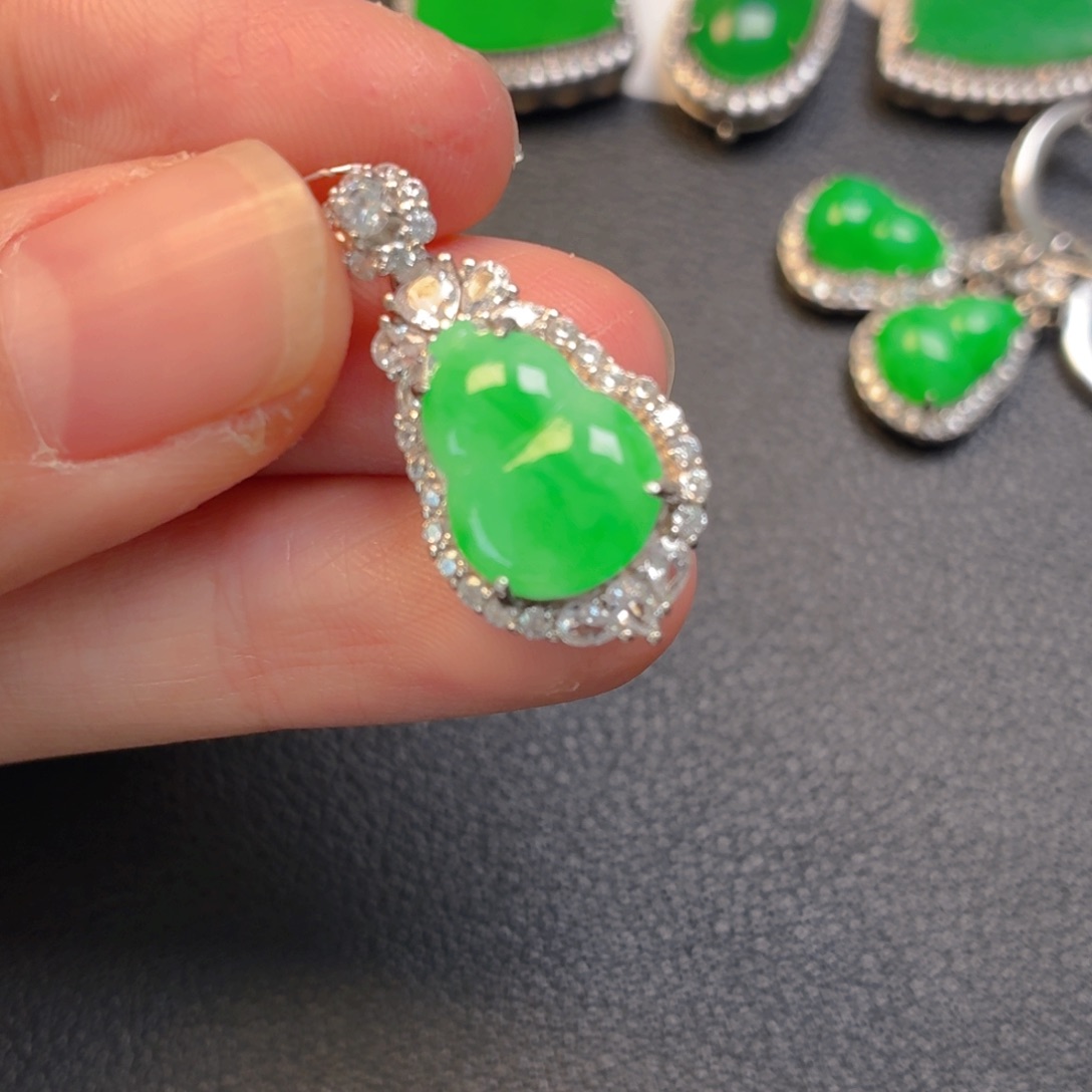 翡翠银S925镶嵌吊坠(不含链)