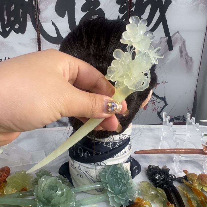 定制蛇纹石玉毛货发饰