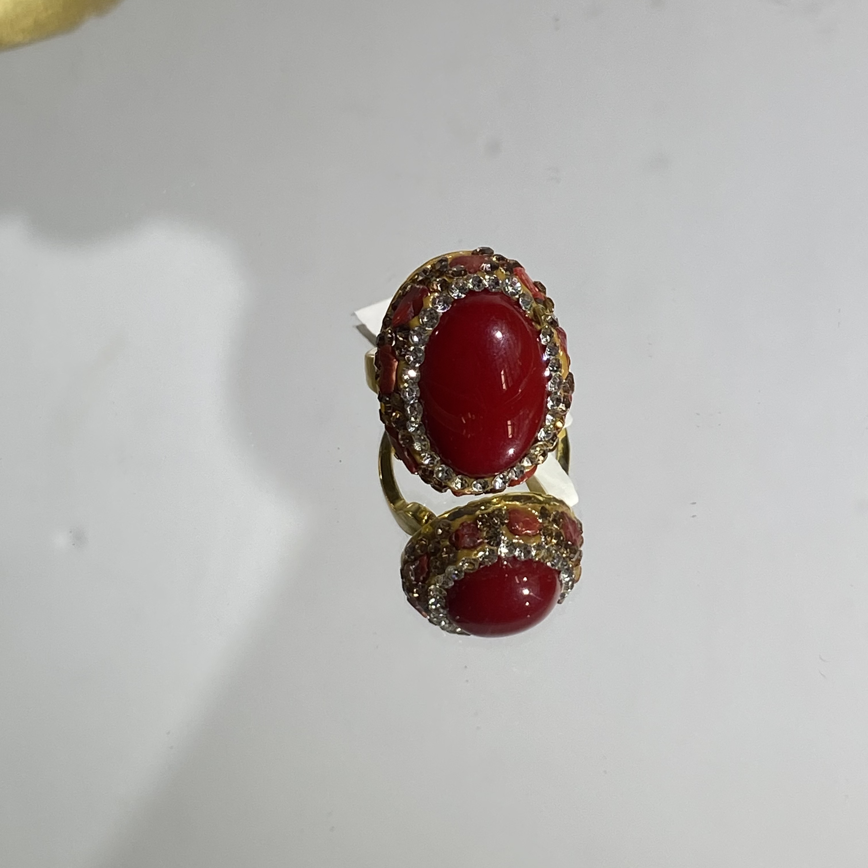 铜合金合成锆石戒指 TTSD 红色蛋面时尚百搭设计戒指 508