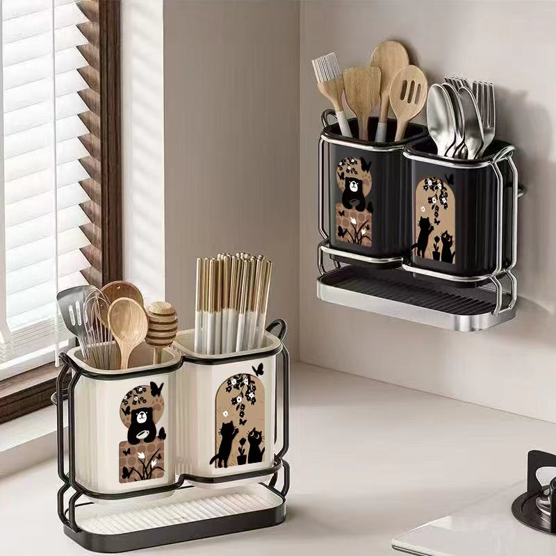 免打孔家用壁挂刀架筷子架厨房台面沥水防霉筷子筒餐具收纳置物架