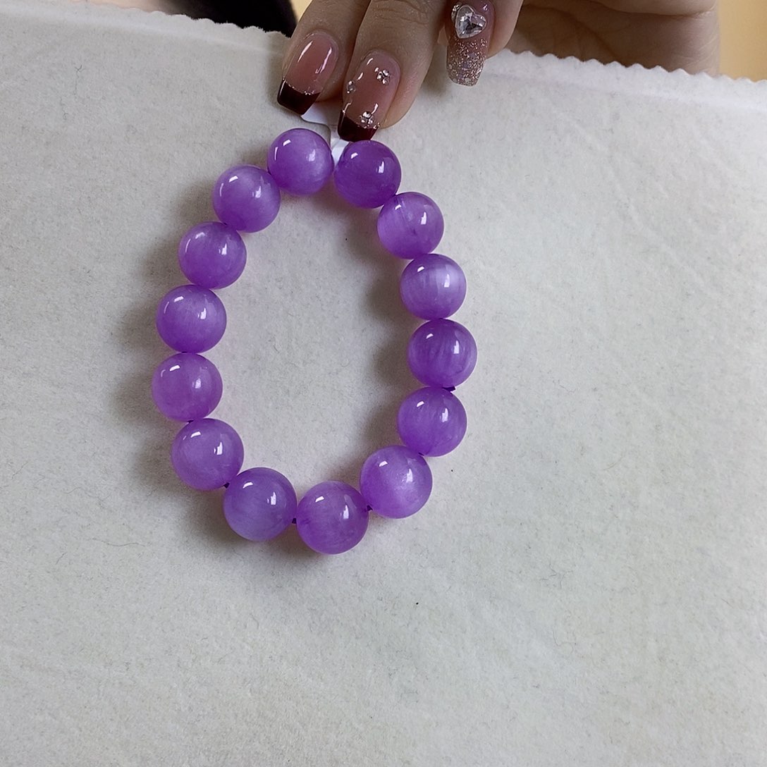 锂辉石紫锂辉高冰收藏级顶配手串13+未镶嵌