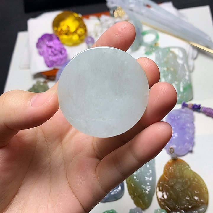 翡翠未镶嵌颈饰天然A货翡翠无事牌