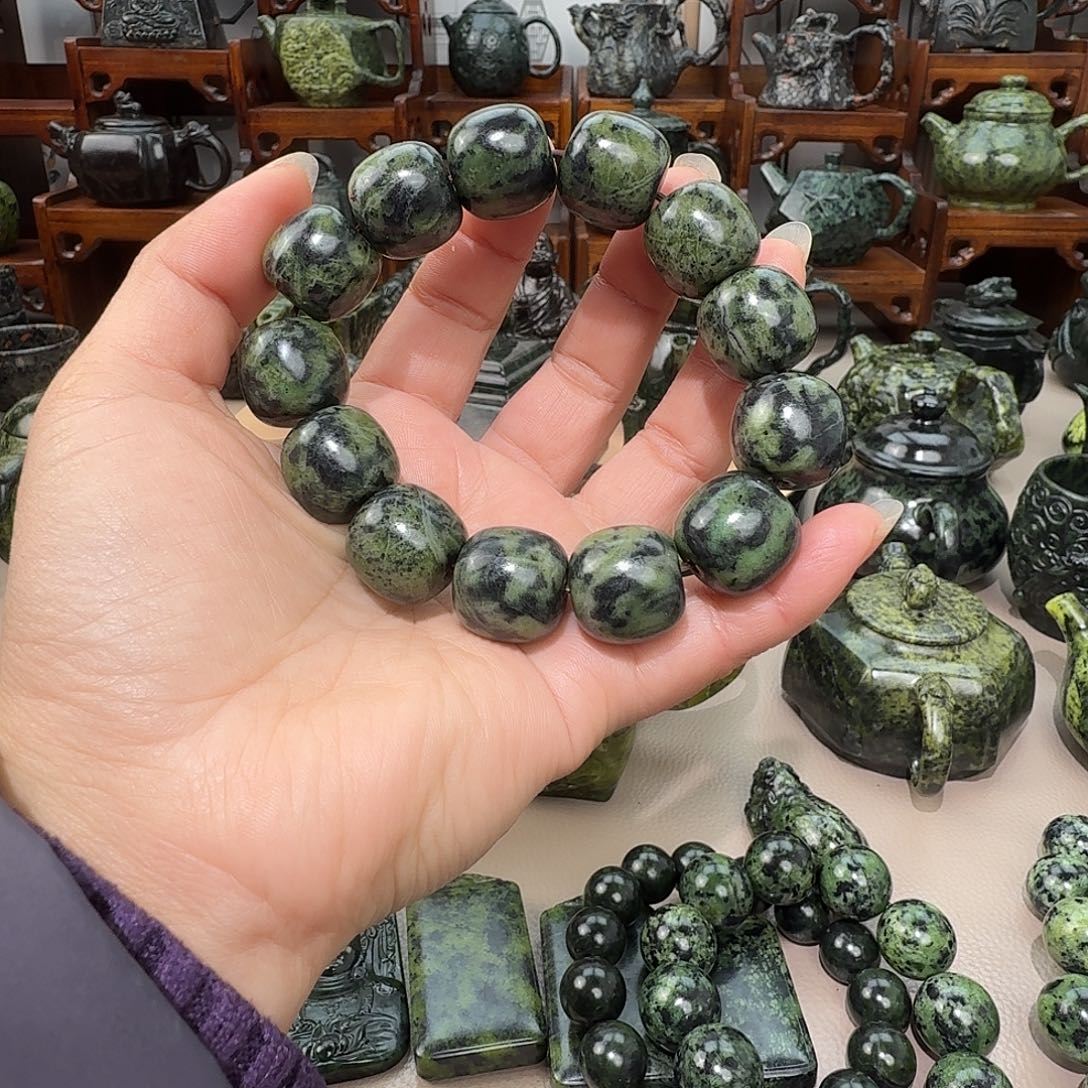 ****君蛇纹石玉未镶嵌藏玉药王石茶壶