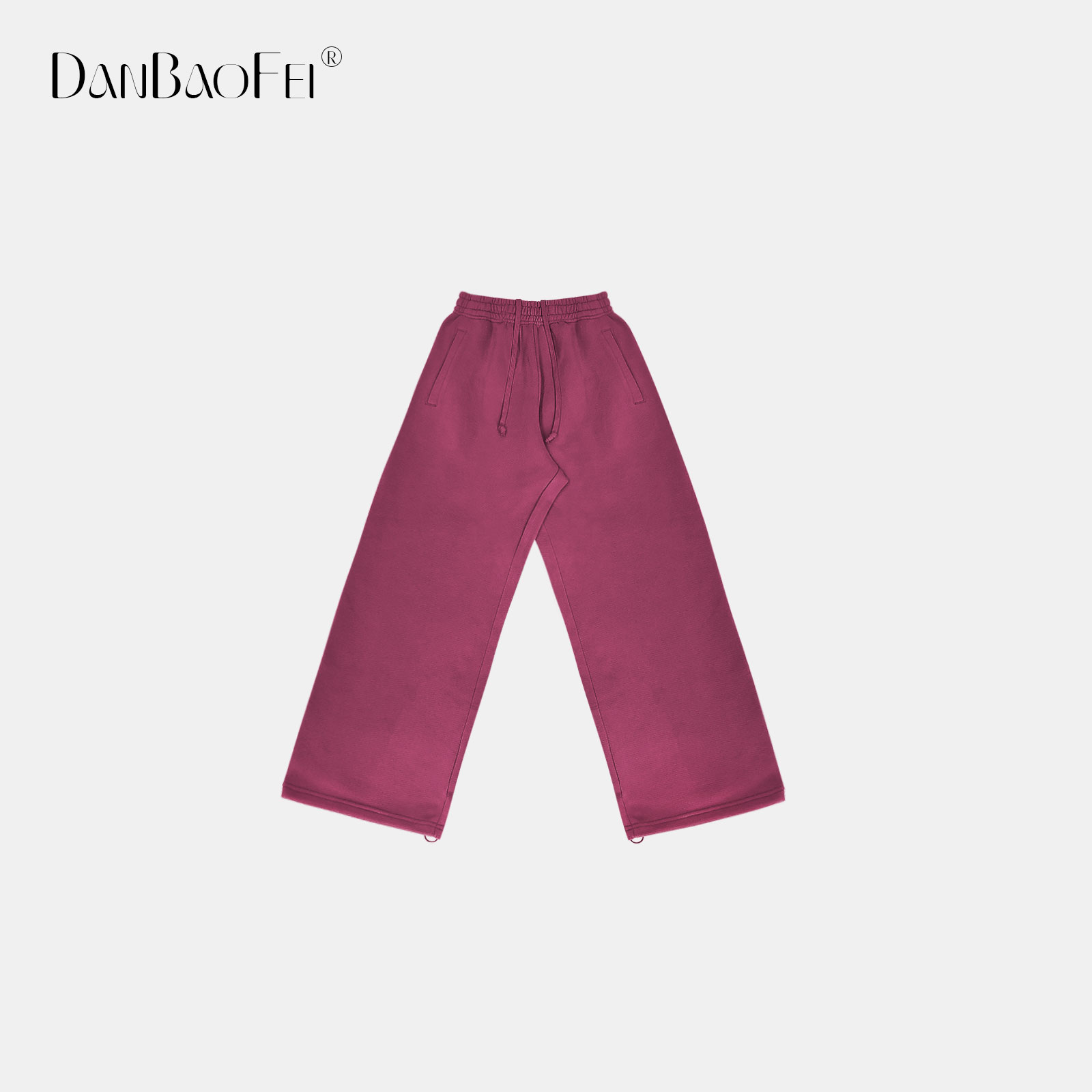 【ZHOU预】复古简约休闲廓形棉质紫红色运动休闲裤 YLM00517