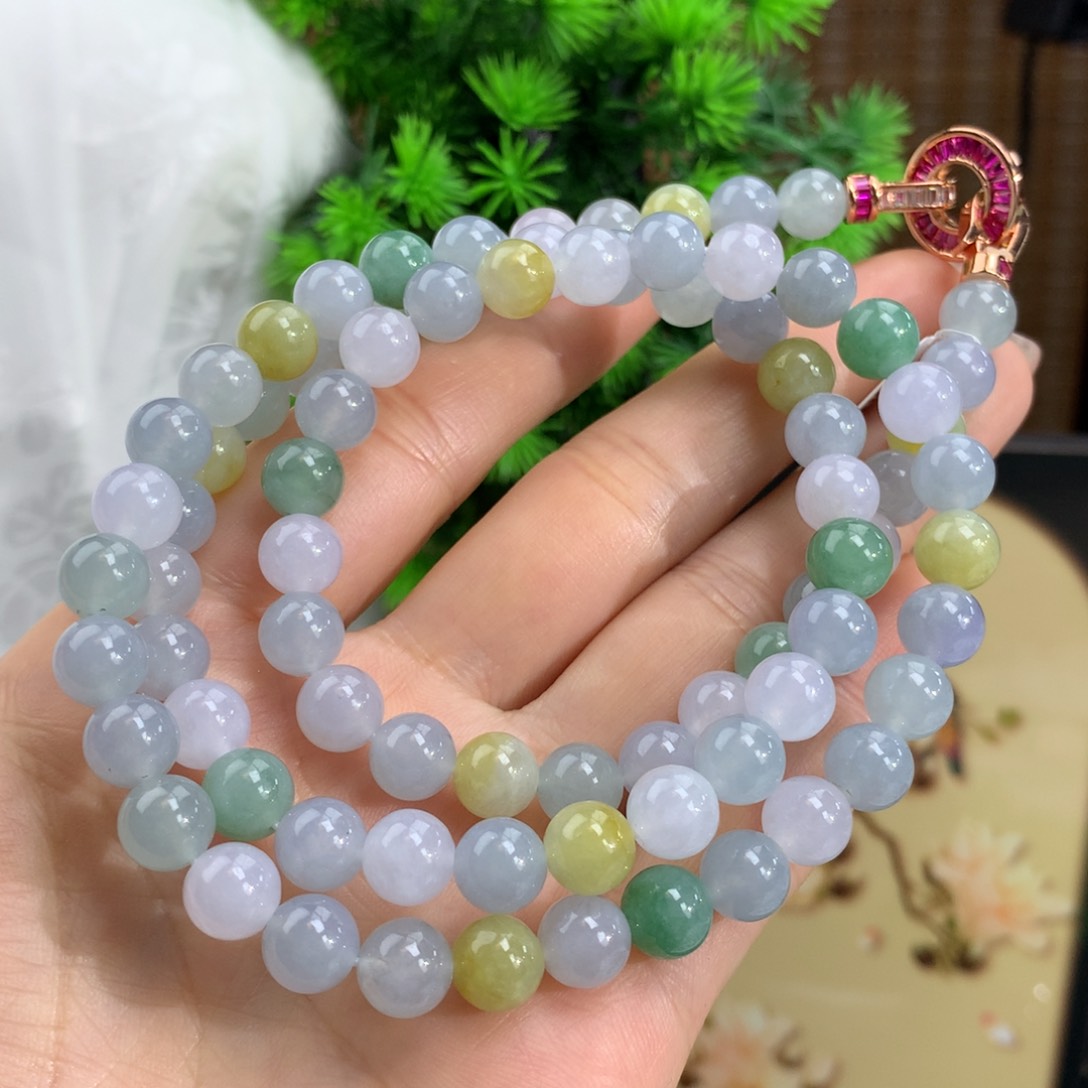 翡翠手链未镶嵌冰胶多宝项链卡8m m