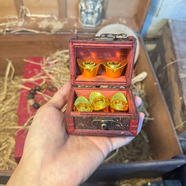 黄色锭子盒子套装家居饰品HP138精美摆件当代复古摆件现代工艺品