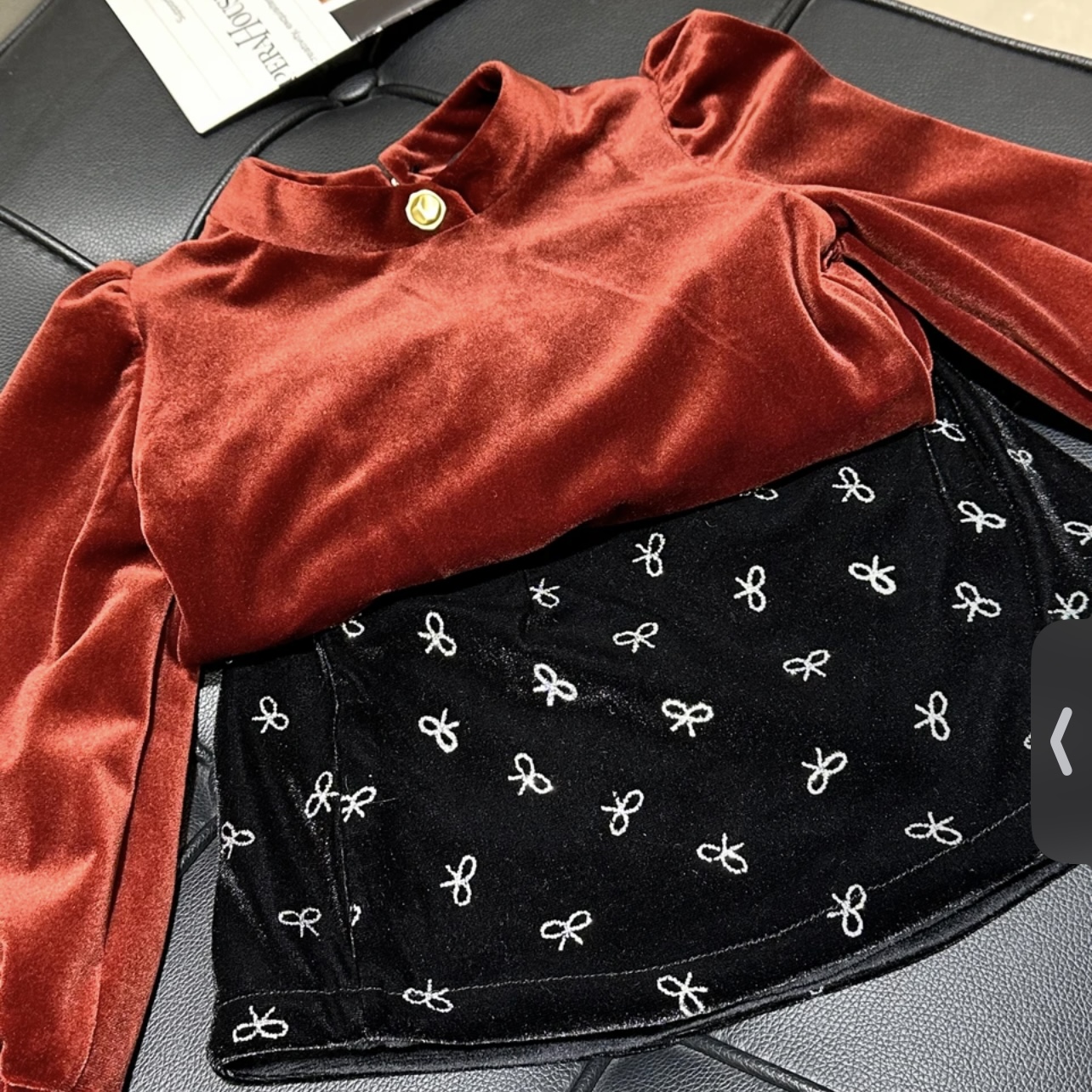 女童新中式中国风上衣套装秋冬新款女童高领新年拜年服