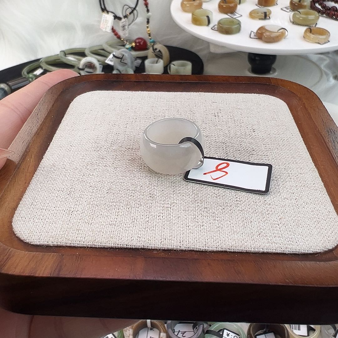 和田玉未镶嵌戒指w29冰紫墩墩14.9不退换