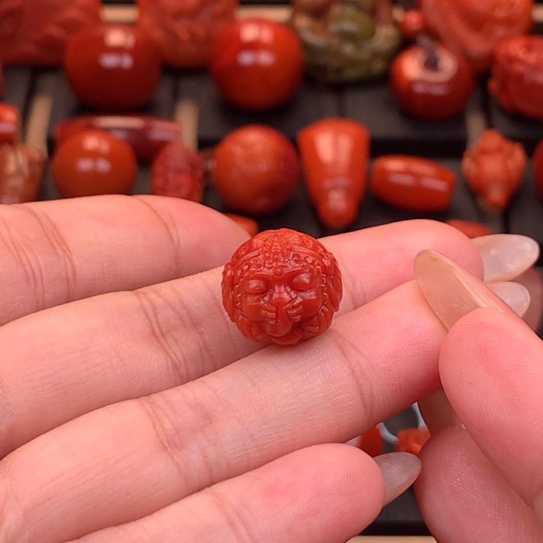未镶嵌精工象神圆珠14.4mm南红玛瑙