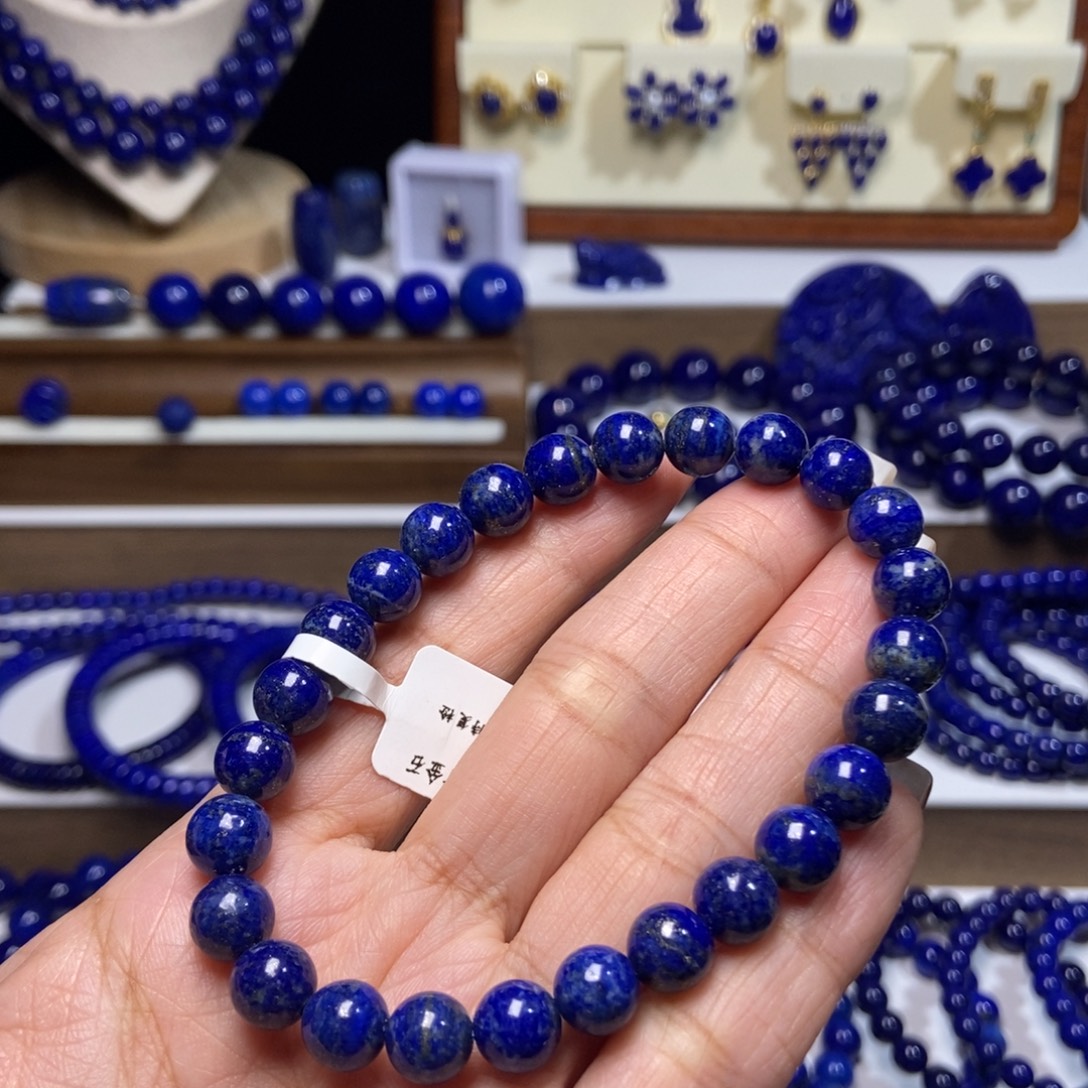 青金石未镶嵌单圈手串8mm+