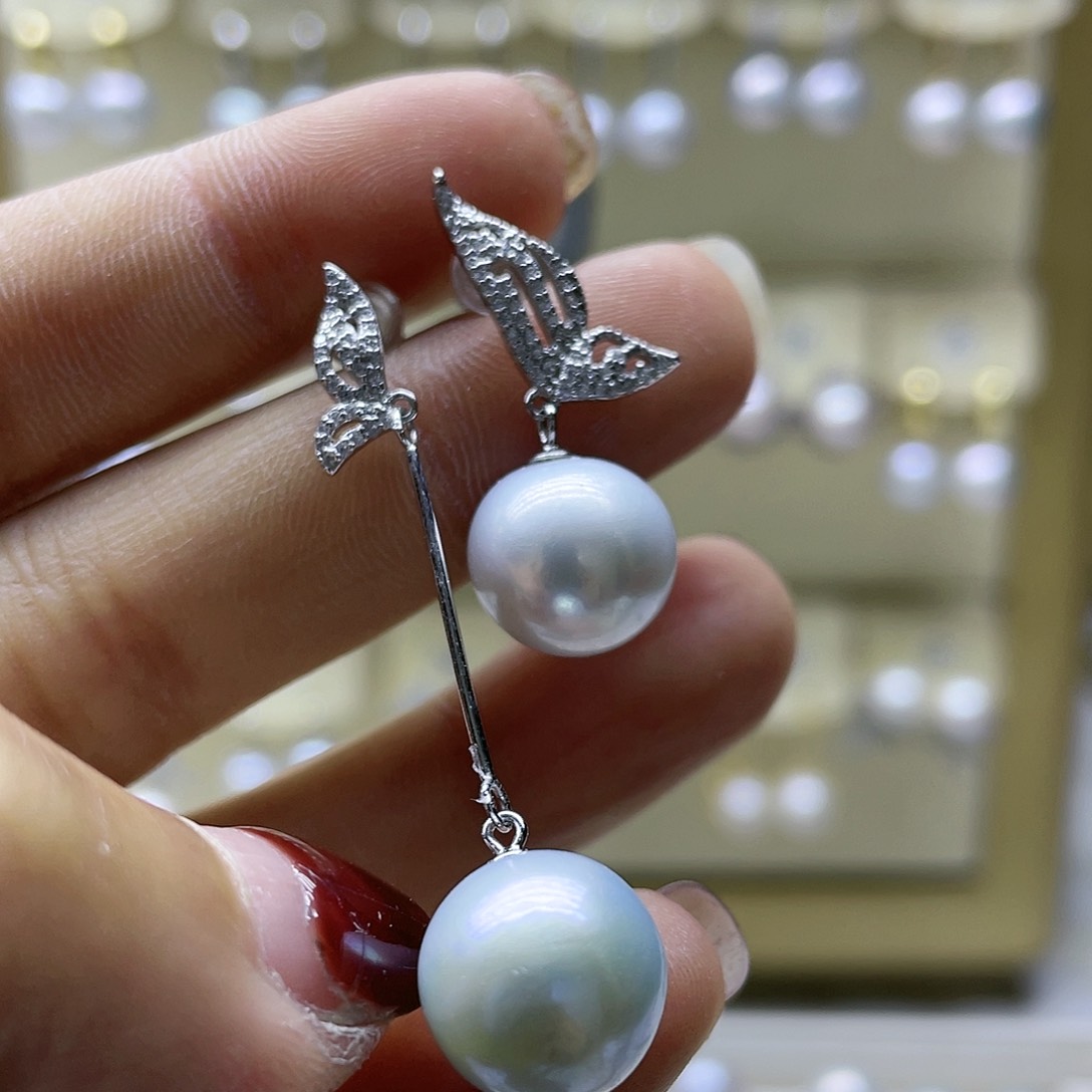 淡水珍珠耳饰银S925镶嵌