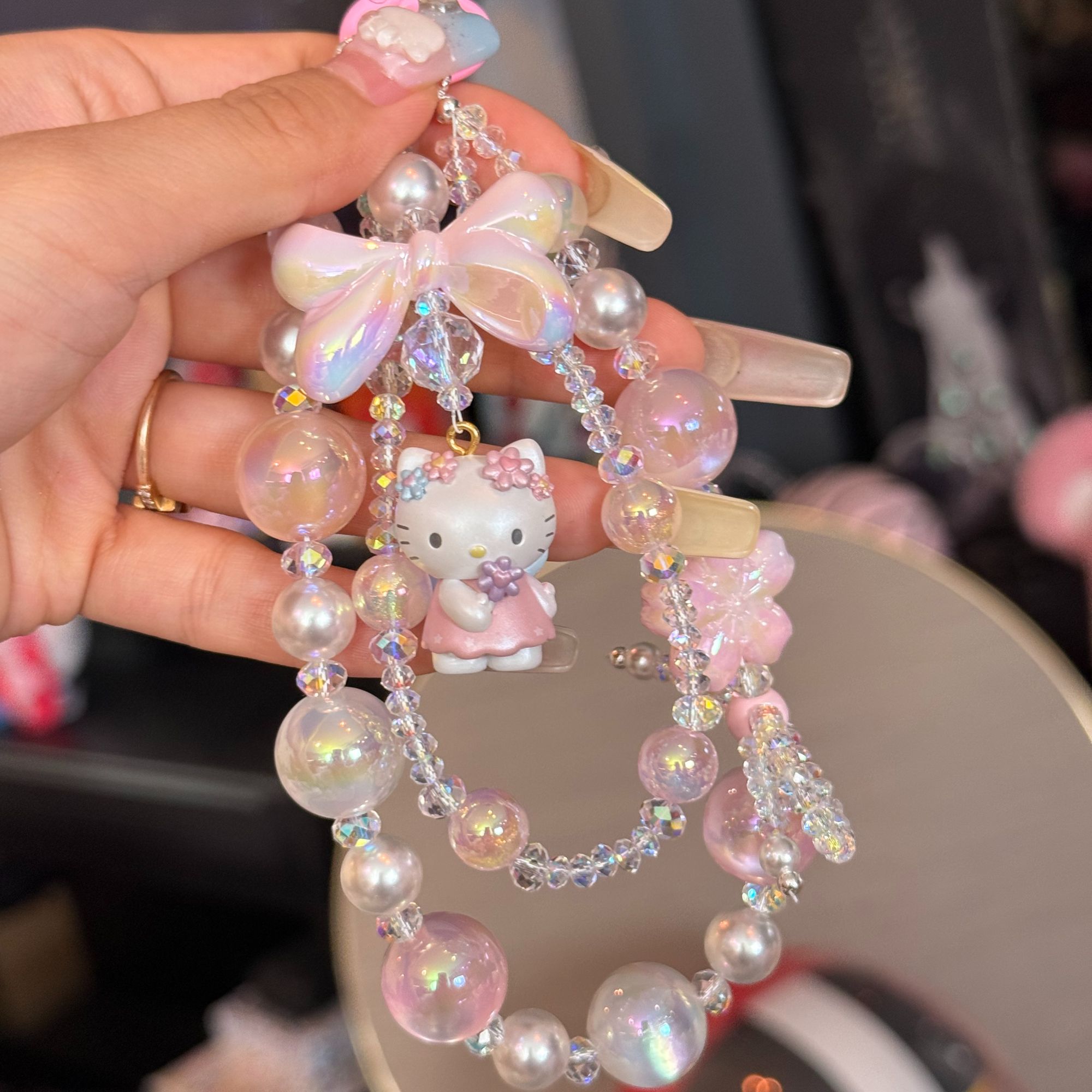 【东京限定】Hello Kitty 粉色花仙子Kitty手机绳钥匙扣