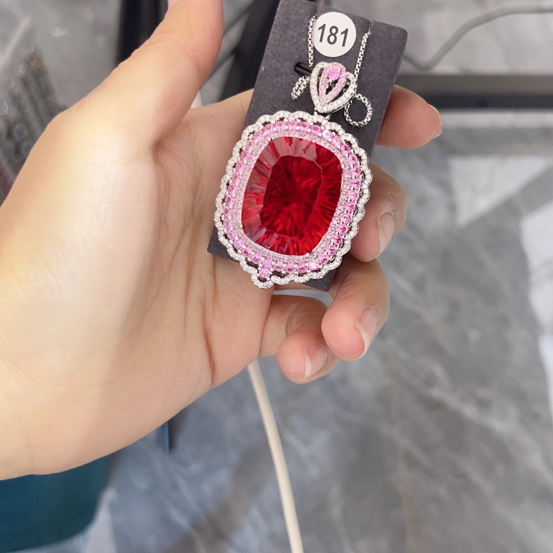 颈饰银S925镶嵌红宝石叠加3单270价格