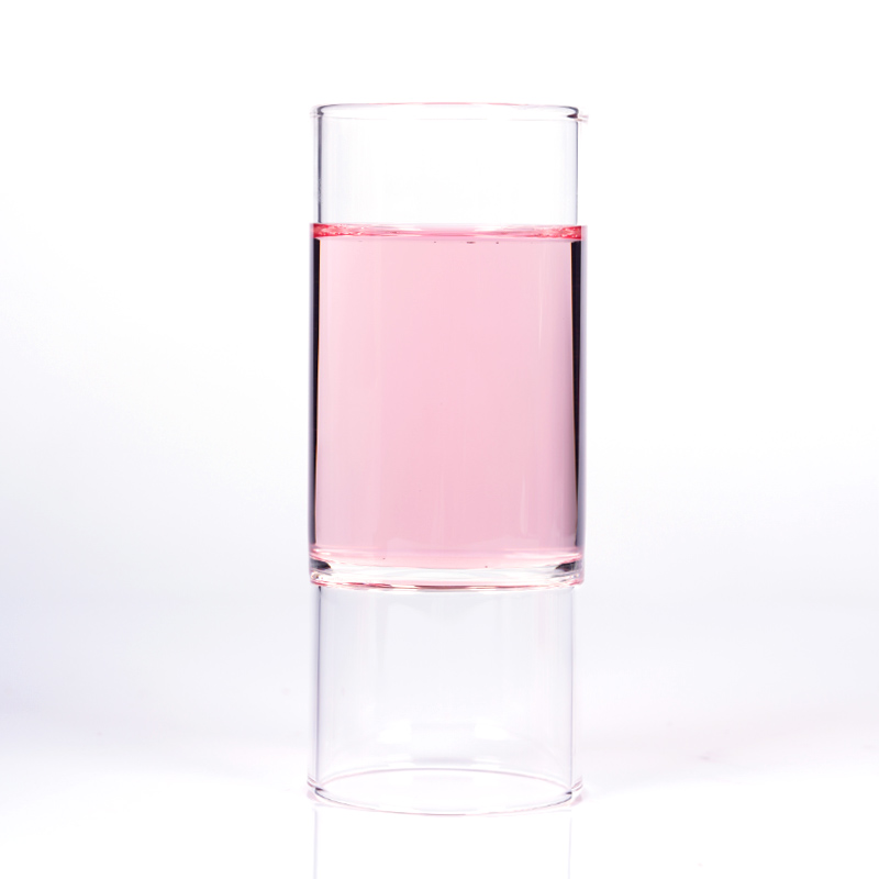 高硼硅耐高温竹节杯冻干墨红玫瑰玻璃杯