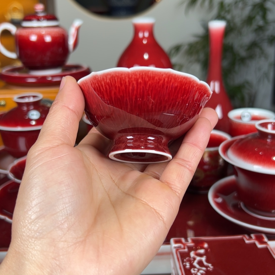 杯子景德镇原矿朗红杯