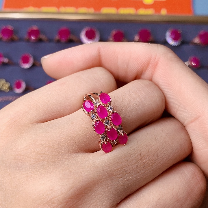 红宝石戒指银S925镶嵌