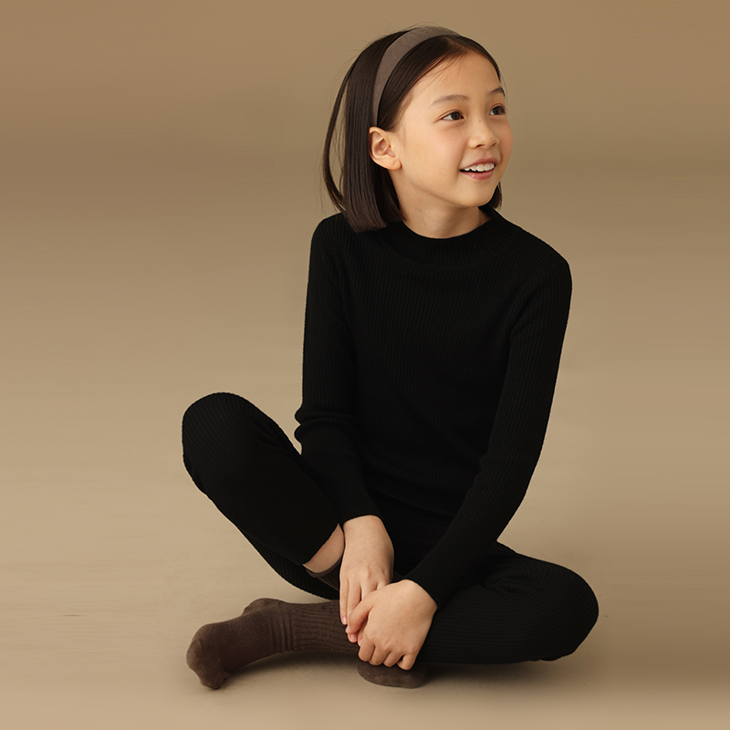 哈齿童装冬季新品亲肤软糯可机洗全羊毛秋裤针织打底裤男童女童