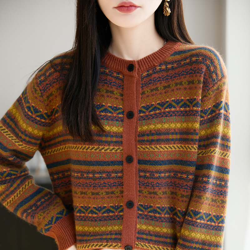 七针浣熊绒~都市风貌常规女针织衫秋冬季女装圆领毛衣