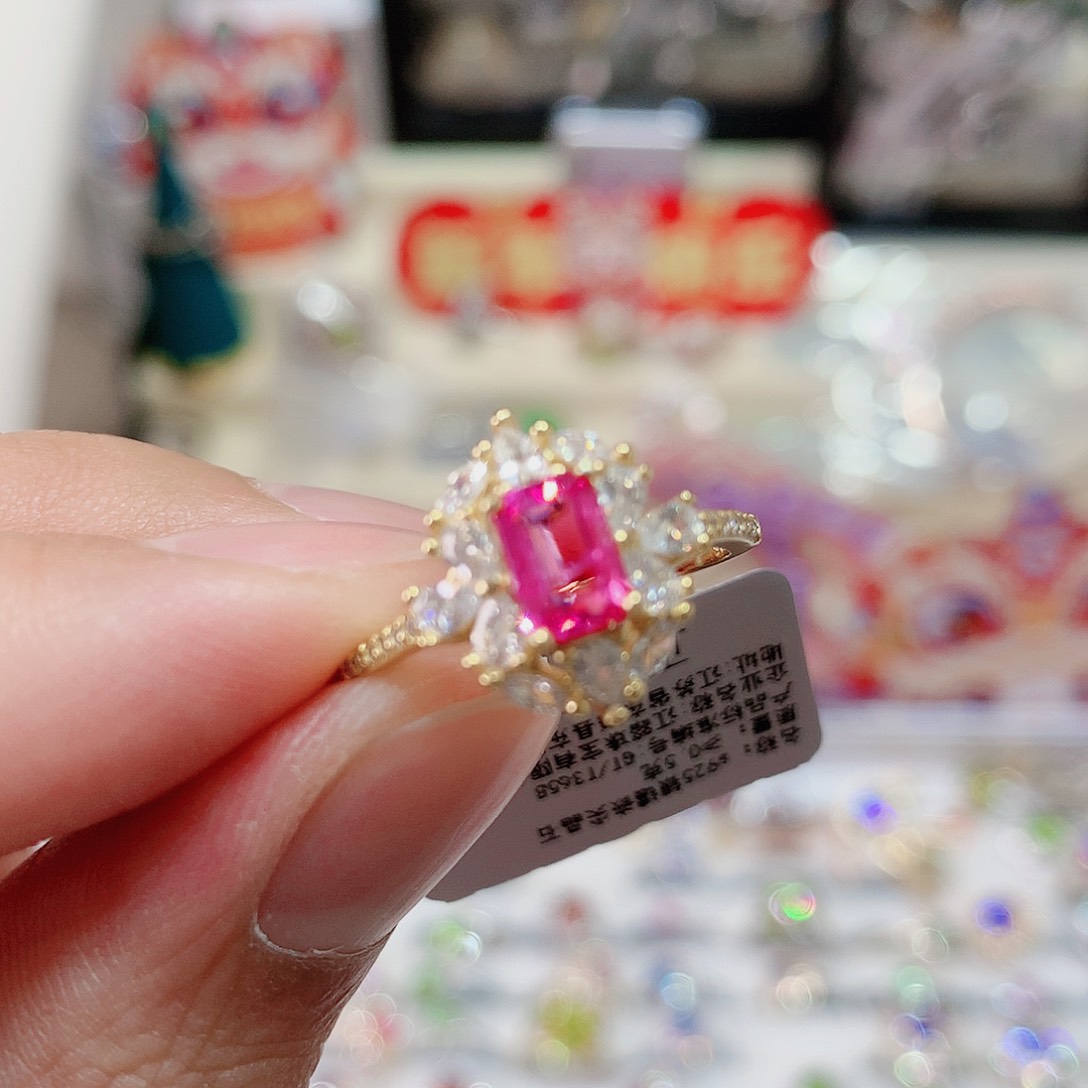 尖晶石戒指银S925镶嵌