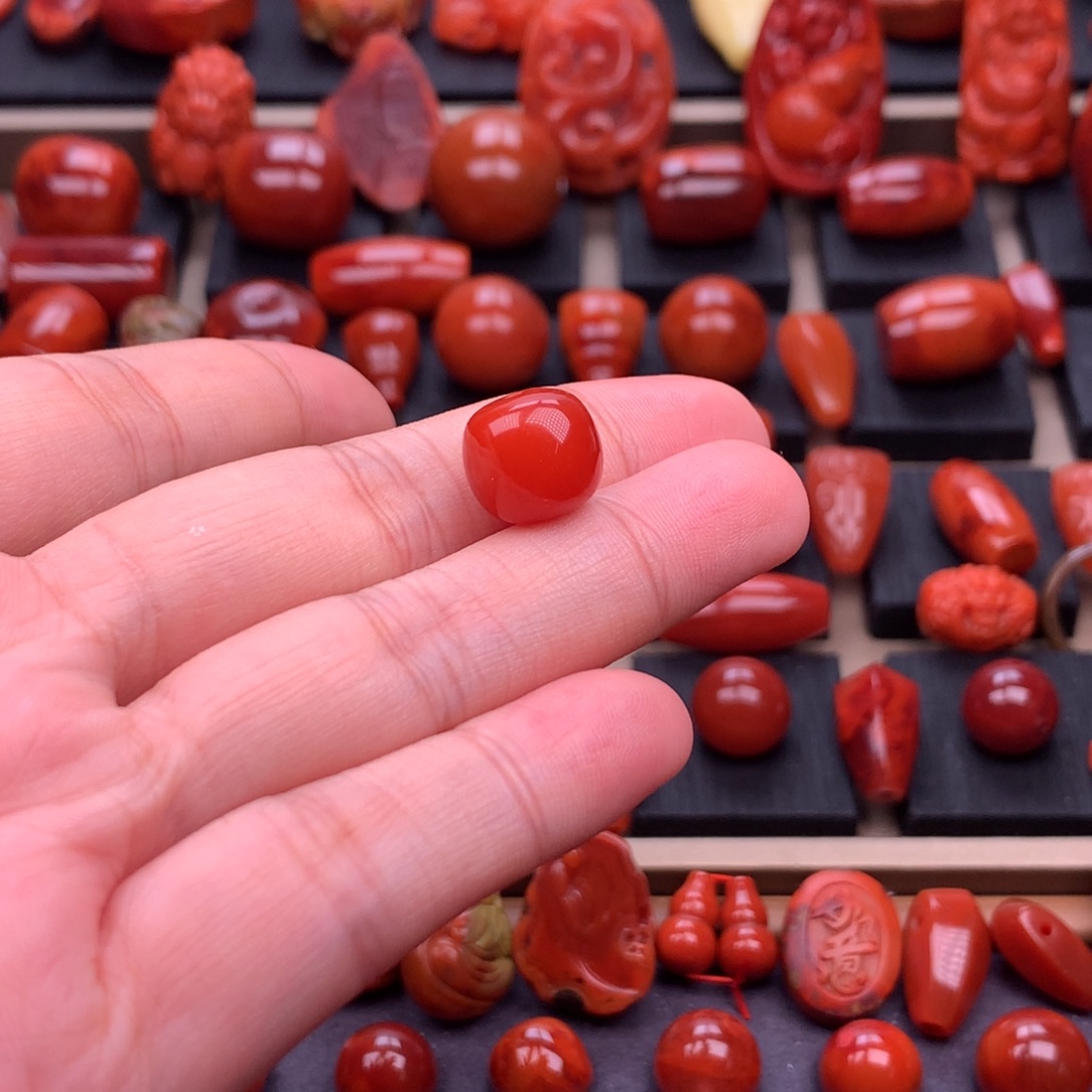 南红玛瑙未镶嵌南红川料原矿老型单珠12mm