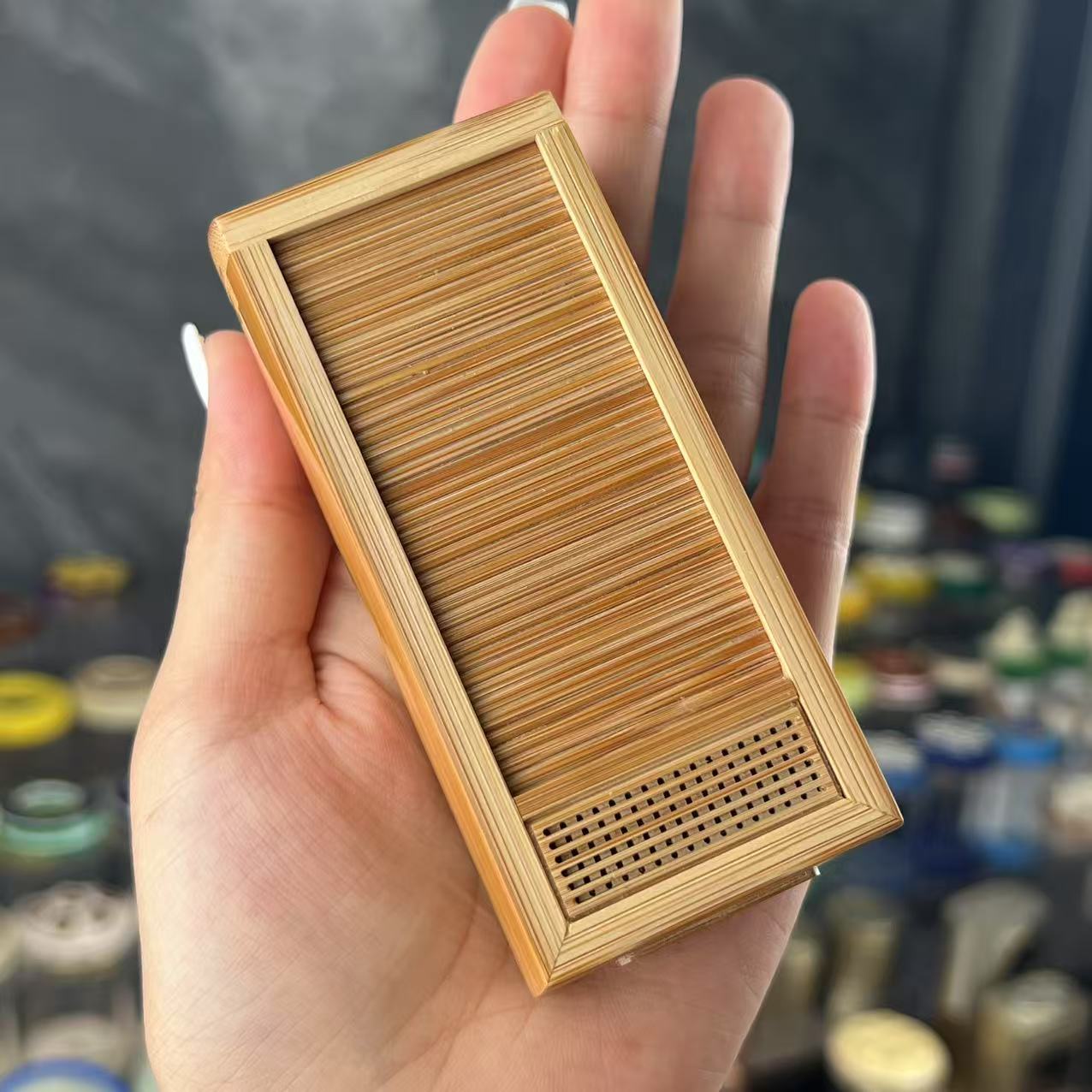 纯天然老玉竹制手工制作卷帘式单双格竹蛉盒虫具鸣虫盒