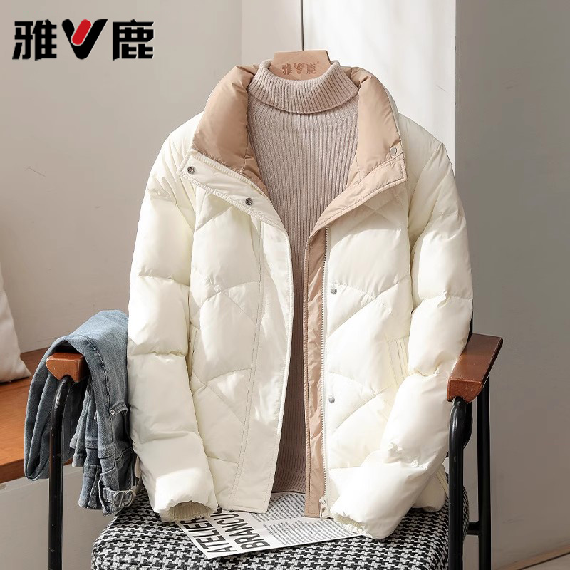 雅鹿旗舰店正品2025新款轻薄羽绒服女洋气大码短款宽松韩版外套潮