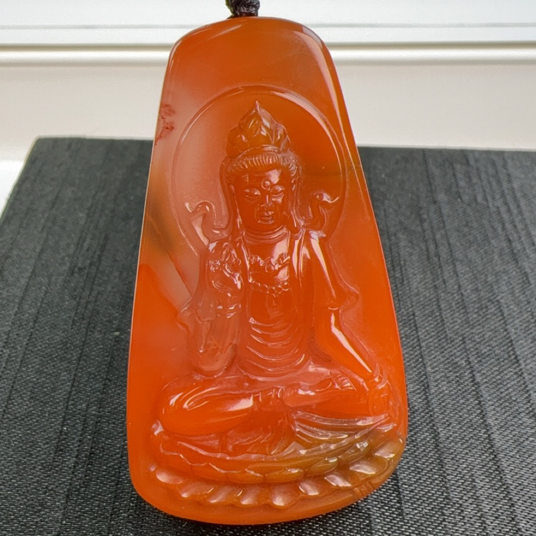 宝山南红自在观音吊坠长52宽29厚13男女都可佩戴送人自用推荐