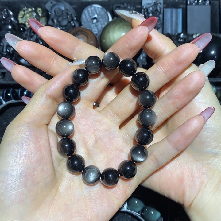 黑曜岩手链未镶嵌楚***鱼