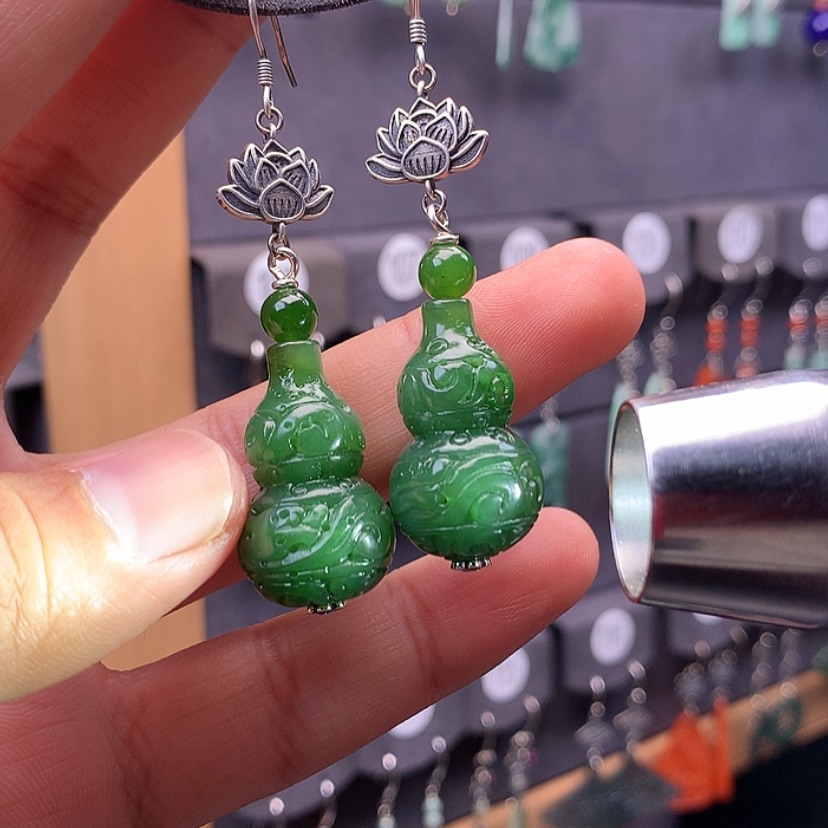 【闪购商品】和田玉耳饰银S925镶嵌十****光满意