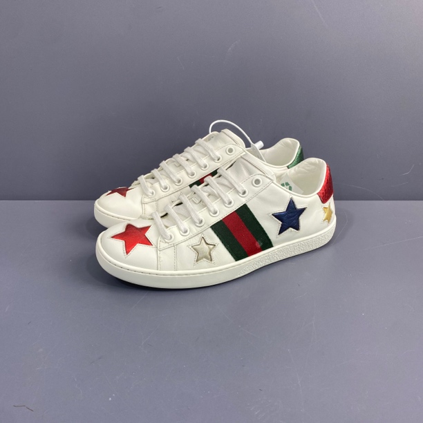 95新 GUCCI/古驰 37码 古驰 三色星星板鞋 成色不错 休闲鞋240