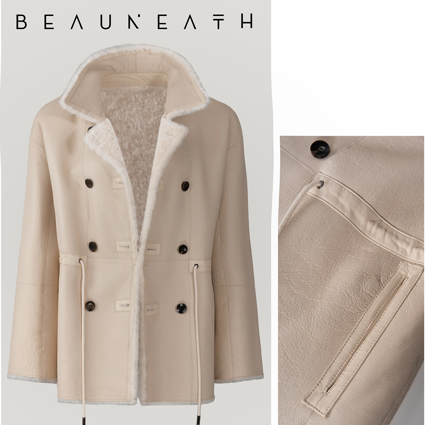 【科莫之冬】老钱风 正反两穿西班牙奶羔羊皮毛一体中长款外套