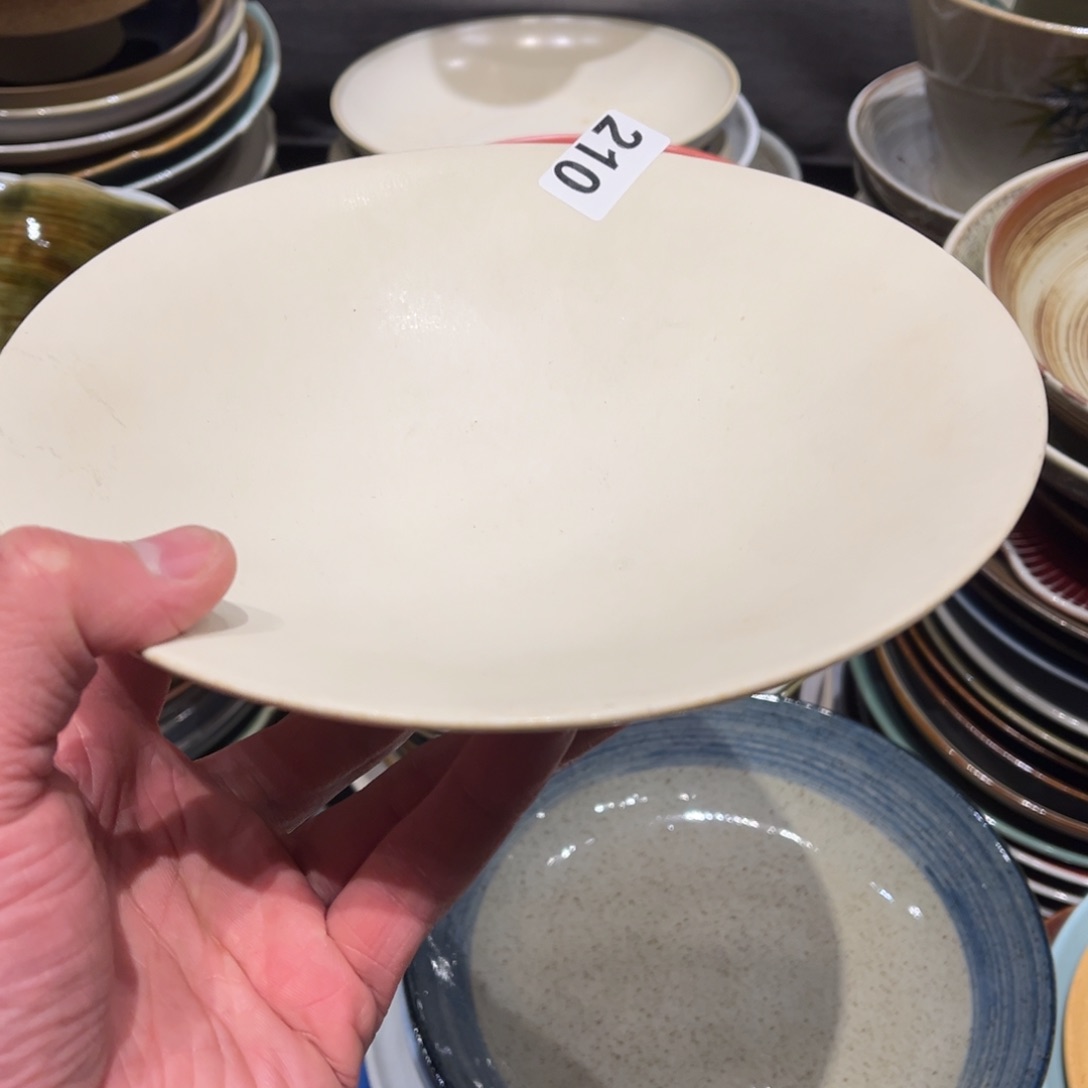 瓷片摇*?210微瑕黄色敞口盘1个