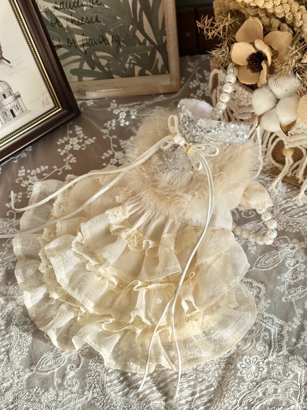 AW手工高定蕾丝亮片改良中式宠物衣服马尔济斯泰迪熊狗狗喵咪长毛