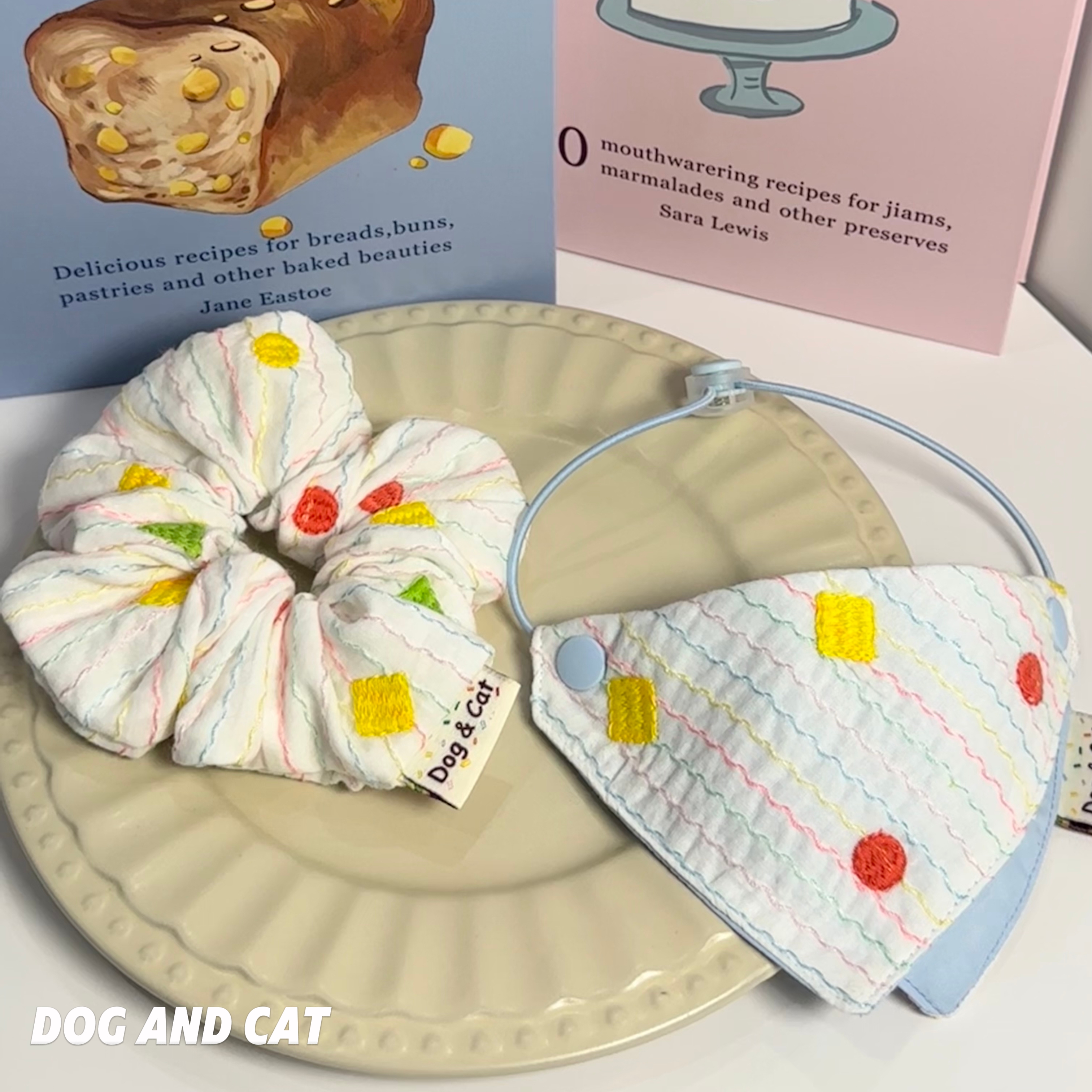 Dog And Cat 宠物狗狗口水巾比熊博美宠物小狗猫咪围脖刺绣发圈