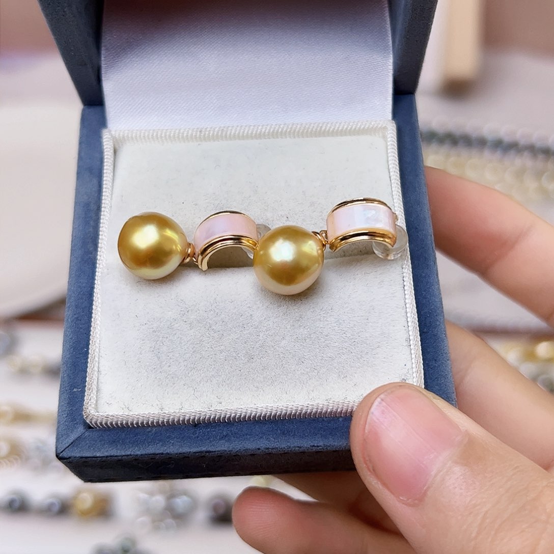 海水珍珠耳饰银S925镶嵌