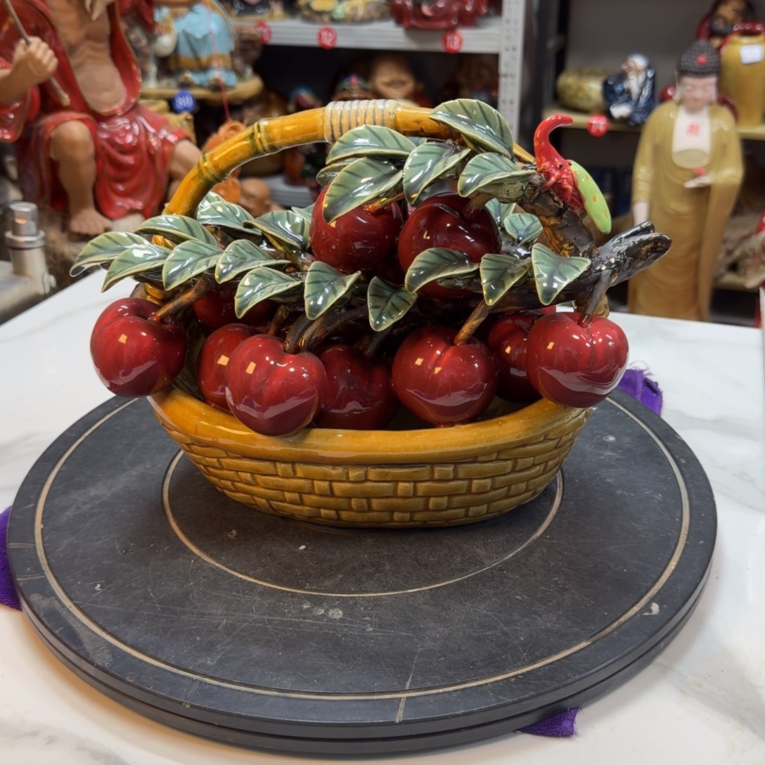 文***l石湾窑陶瓷摆件花蓝