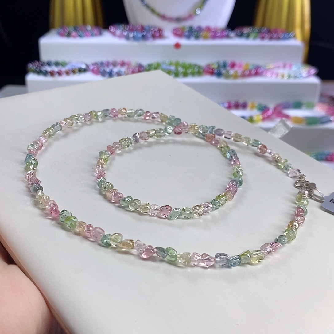 未镶嵌手链碧玺糖豆锁骨链