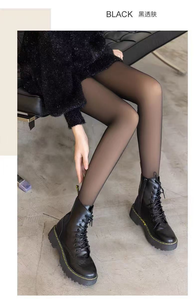 【宠粉福利】春秋款松紧腰水光黑透肤加厚不加绒显瘦不起球一体裤