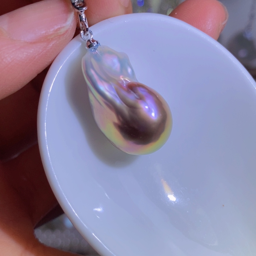 银S925镶嵌天然淡水珍珠淡水珍珠