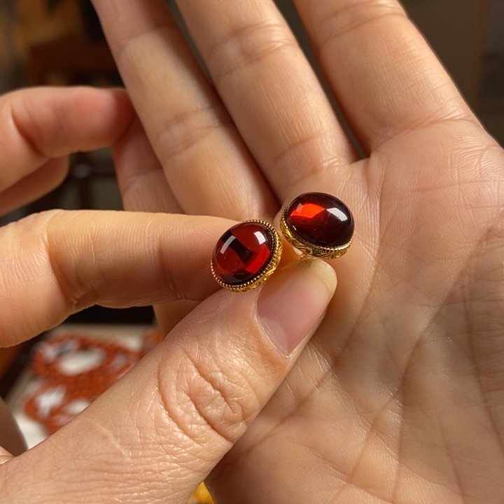 琥珀耳饰未镶嵌蜜蜡耳钉