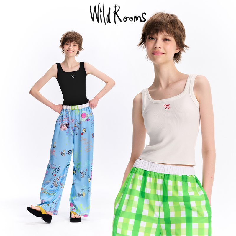 WildRooms夏季黑白修身百搭吊带背心透气