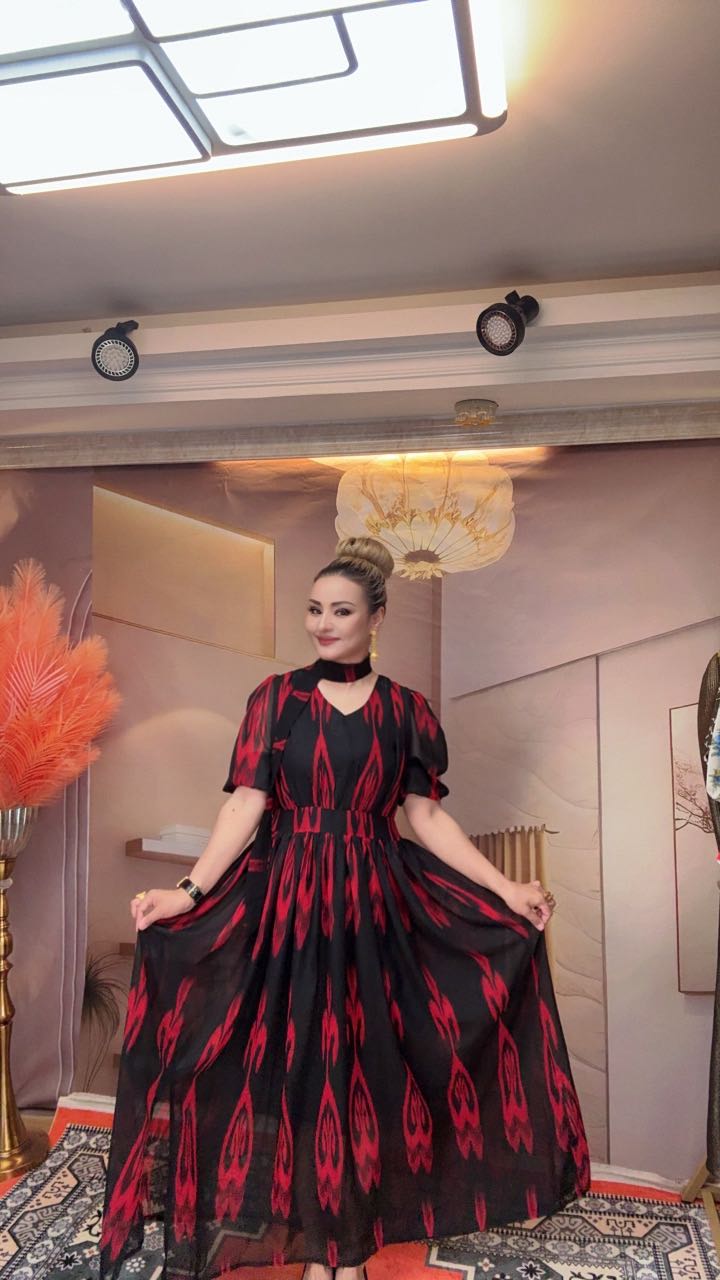 圆领夏季收腰长袖长裙礼服长款复古连衣裙秋季裙子