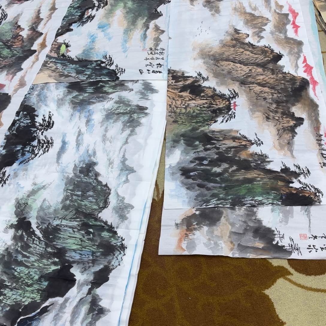 国画放****天于新民小六尺三张童