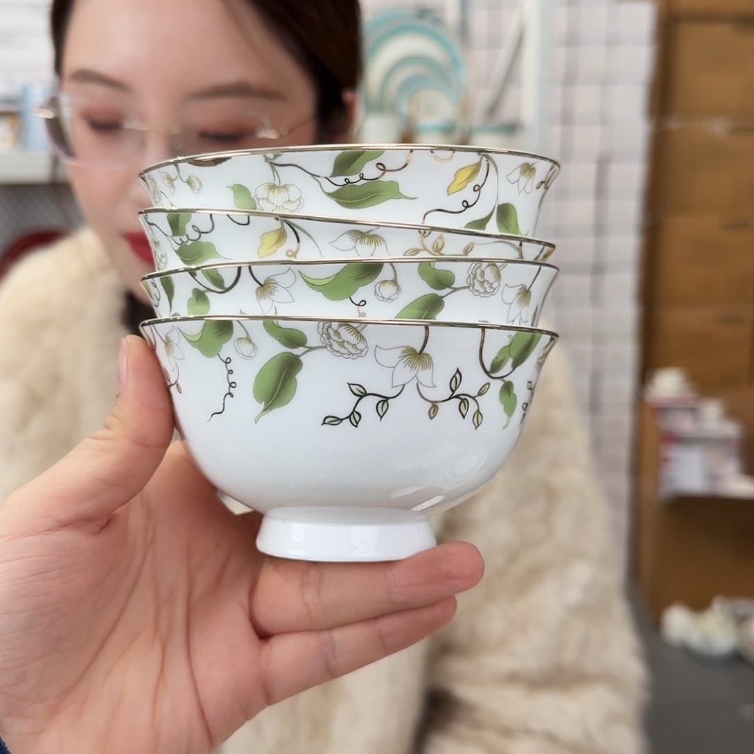 骨瓷高骨4.5英寸12cm饭碗10只外贸骨瓷